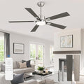 ZMISHIBO 52 inch Brushed Nickel Ceiling Fans with Lights and Remote, Indoor/Outdoor Modern Ceiling Fan for Bedroom Living Room Patio, 6 Speed Reversible Quiet DC Motor, 3 CCT, Dual Finish Blades