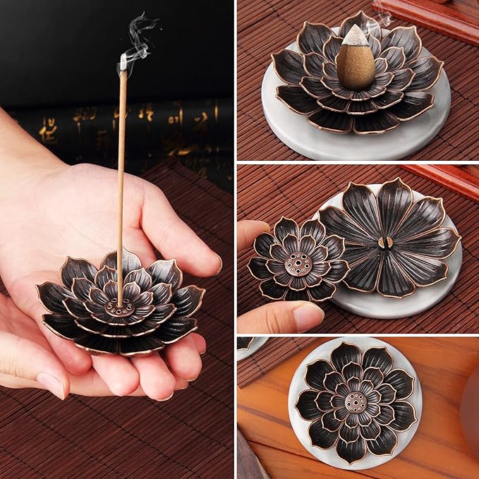 4Pack Incense Holder Cone Incense Burner Holder with Ash Catcher for Home Office Fragrance Accessories