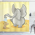 Ambesonne Animal Shower Curtain, Funny Bathing Mouse Trunk in The Desert Cartoon Animal Print, Cloth Fabric Bathroom Decor Set with Hooks, 69" W x 75" L, Grey Yellow Cream