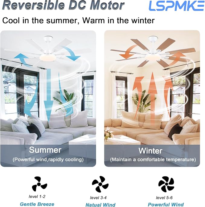 Ceiling Fan With Light & Remote Indoor/Outdoor Use 60 Inch White | Reversible DC Motor,3CCT, Dimmable, Timer, Noiseless,Ceiling Fan for Bedroom Living Room