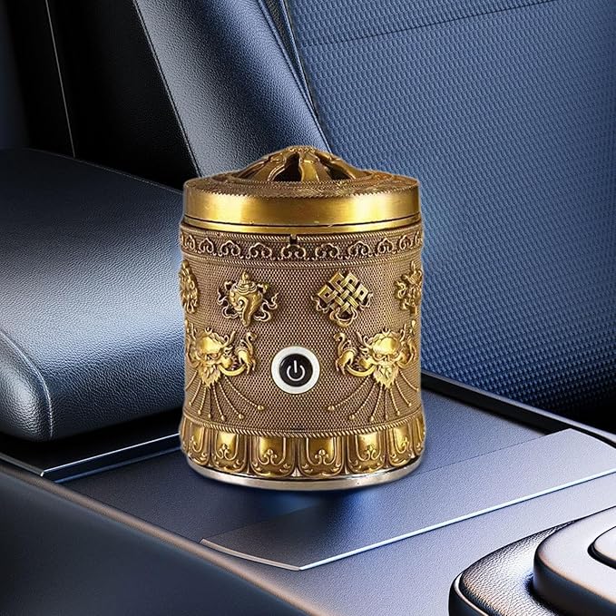 Generic Alloy Incense Burner Incense Holder Quick Heating Portable New Year Gift Decor Accessories Ornament for Bedroom Tea Table, Bronze