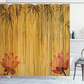 Ambesonne Asian Themed Shower Curtain, Chinese Concept Flower Silhouettes and Shadow Look Eastern Tropical Exotic, Cloth Fabric Bathroom Decor Set with Hooks, 69" W x 75" L, Mustard