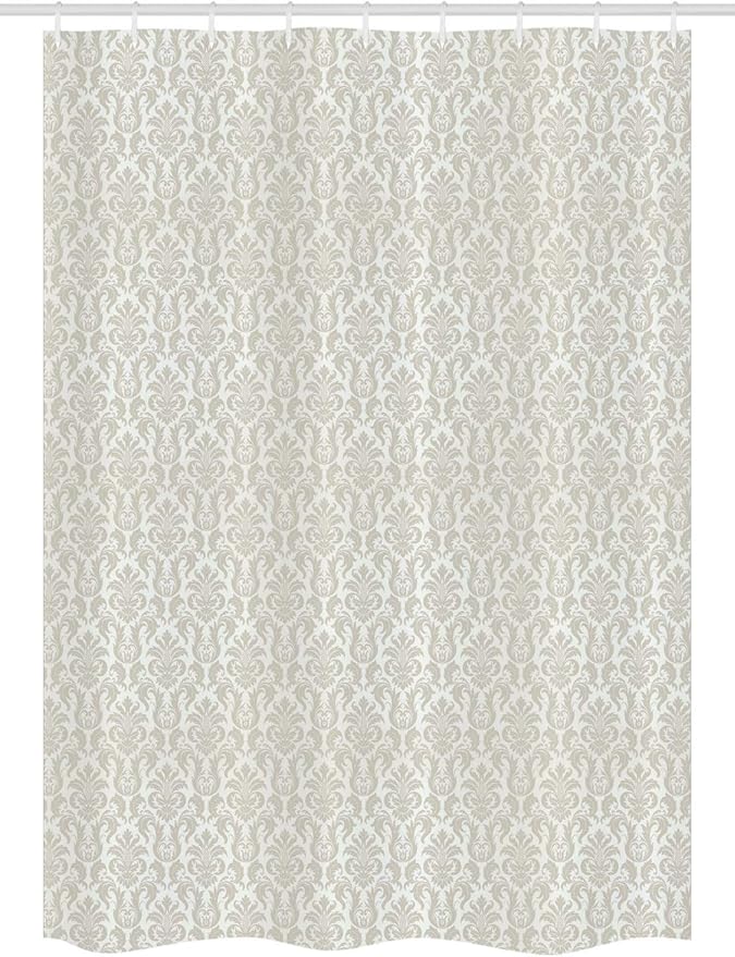 Ambesonne Damask Stall Shower Curtain, Abstract Floral Pattern Wedding Inspired Soft Colored Design Complex Motifs, Fabric Bathroom Decor Set with Hooks, 54" W x 78" L, Cream Beige