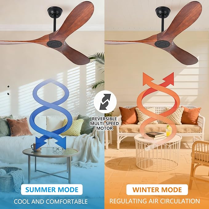 72 Inch Ceiling Fan No Light, Wood Outdoor Ceiling Fans for Patios Living Room Gazebo Porch, Indoor Modern Exterior Extra Large Ceiling Fan without Lights with Downrod(Walnut)