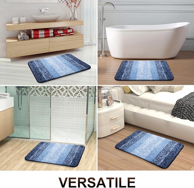 OLANLY Bathroom Runner Rugs Mat 47x20, Extra Soft Absorbent Microfiber Bath Rugs, Rubber Backing, Quick Dry, Washable Long Bath Mats for Bathroom Floor, Tub and Shower, Home Decor Accessories, Navy