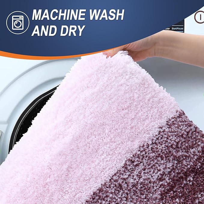OLANLY Bathroom Runner Rugs Mat 59x24, Extra Soft Absorbent Microfiber Bath Rugs, Rubber Backing, Quick Dry, Washable Long Bath Mats for Bathroom Floor, Tub and Shower, Home Decor Accessories, Mauve