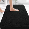 OLANLY Bathroom Rugs 35x24, Extra Soft Absorbent Chenille Bath Rugs, Rubber Backing Quick Dry, Machine Washable Bath Mats for Bathroom Floor, Tub and Shower, Home Decor Accessories, Black