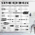 Ambesonne Arrow Shower Curtain, Indie Western Arrows Traditional Folk Culture Print, Cloth Fabric Bathroom Decor Set with Hooks, 69" W x 70" L, White and Black
