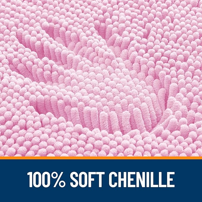 OLANLY Bathroom Rugs 35x24, Extra Soft Absorbent Chenille Bath Rugs, Rubber Backing Quick Dry, Machine Washable Bath Mats for Bathroom Floor, Tub and Shower, Home Decor Accessories, Pink