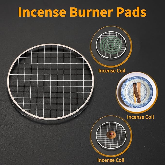 PATIKIL 10Pcs Incense Burner Pads, 7cm Stainless Steel Web Shape Burner Mesh Screen Use for Yoga Spa Room Home Office