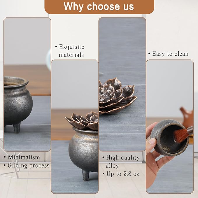 Antique Gilding Ceramic Incense Burner Stick Holder, Minimalist Retro Three-Footed Design, for Sticks Backflow Incense Palo Santo Sage Bundle, Meditation Yoga Massage Home Decor, Easy Clean