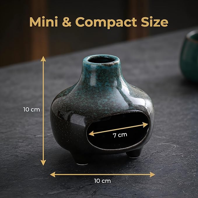 Palo Santo Holder Ceramic,BAOBYAO Blue Palo Santo Burner Incense Holder,Cone Incense Burner Mini Chiminea for Wood Sticks,Aromatic Home Decor for Spiritual Rituals,Yoga,Meditation, 4 * 4 * 4INCH