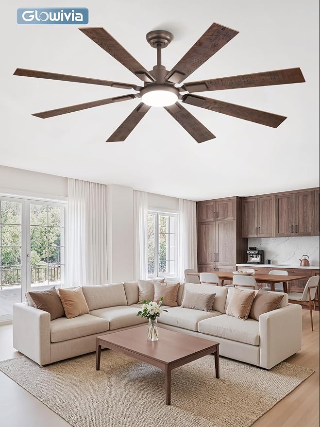 65 Inch Ceiling Fans with Lights and Remote&APP Control, Bronze Smart Ceiling Fan with 3000-6000K Dimmable, 6 Speeds Quiet Reversible Motor, Indoor/Outdoor Ceiling Fan for Living Room Bedroom