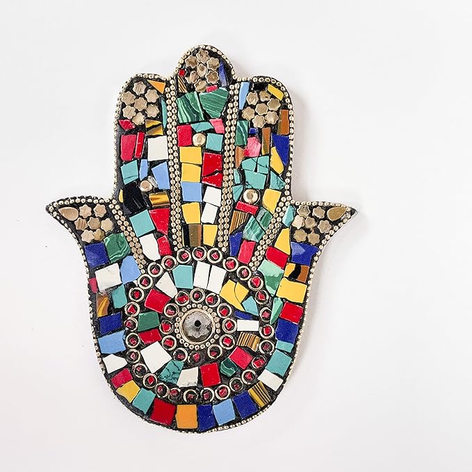 Multicolor - Hamsa Hand Incense Holder - Mosaic Stones