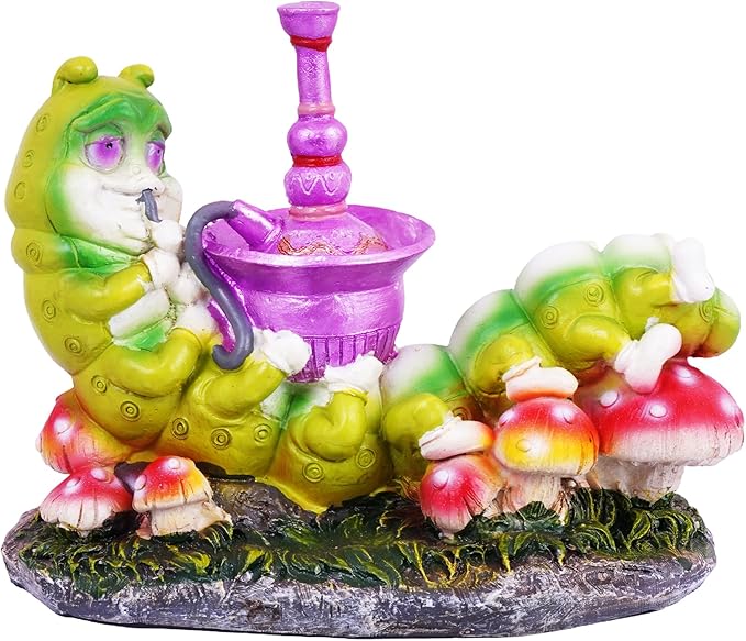 Fantasy Gifts Caterpillar Smoking a Hookah Incense Burner – 4 x 5 Inches Hand Painted Multicolor Resin | Whimsical Home Décor, Meditation, Aromatherapy, and Collectible Figurine