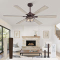 56 Inch Farmhouse Ceiling Fans with Lights and Remote,Industrial Large Ceiling Fan with 6-Speed Reversible DC Motor and 6 Dual Finish Blades,Oil Bronze Ceiling Fan with Light for Living Bedroom Patio