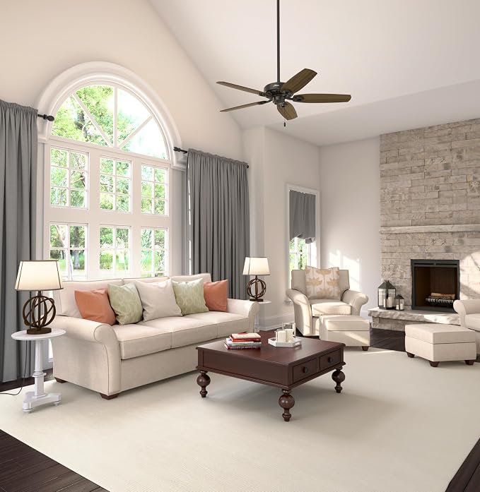 Hunter Builder Elite, Indoor, Ceiling Fan, No Light, 52 inch, New Bronze | Standard Mount, Pull Chain, 5 Blades, For Bedroom, Living Room, Kitchen, 53242