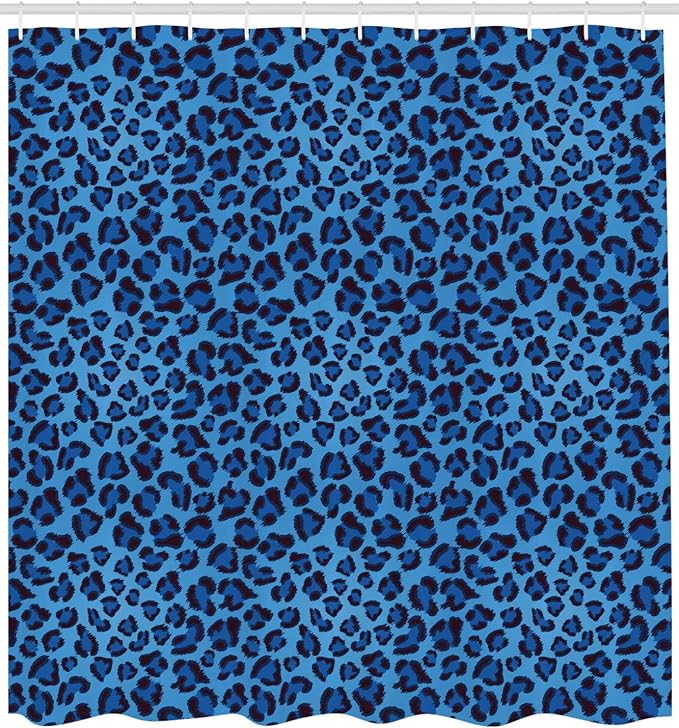 Ambesonne Animal Print Shower Curtain, Leopard Skin Animal Print Design Creative Contemporary Artwork, Cloth Fabric Bathroom Decor Set with Hooks, 69" W x 84" L, Aqua
