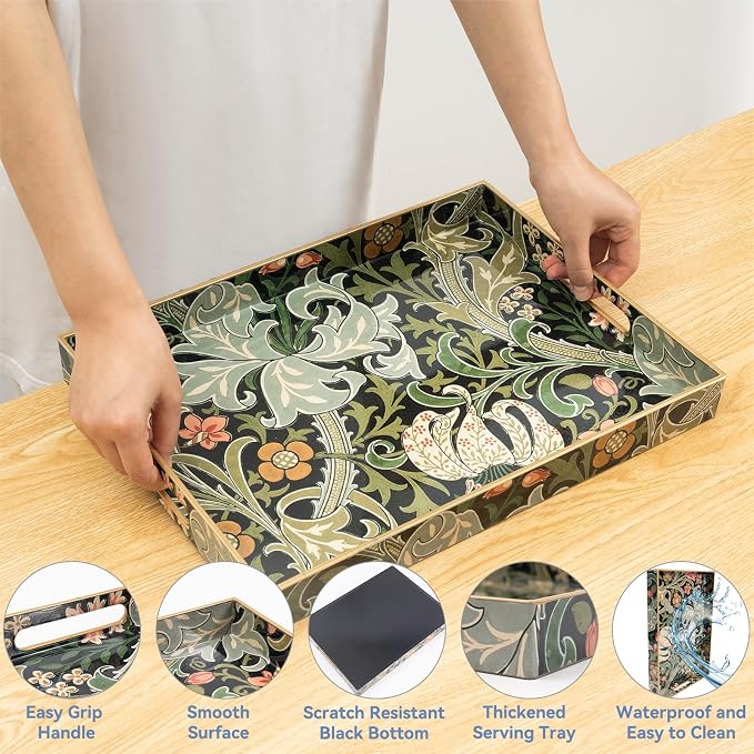 AGIOTA Coffee Table Trays, Serving Tray with Handles, Large Tray for Ottoman Coffee Table, Tray for Living Room Modern