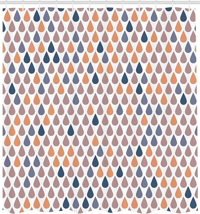 Ambesonne Nature Shower Curtain, Repeated Minimalist Rain Drops Splashes Tears of Earth Air Gravity Image Art, Cloth Fabric Bathroom Decor Set with Hooks, 69" W x 84" L, Dark Peach