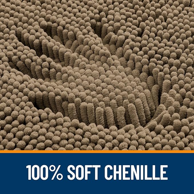 OLANLY Toilet Rugs U-Shaped 20x20, Extra Soft Absorbent Chenille Contour Bathroom Rugs for Toilet, Dry Quickly, Machine Washable, Non-Slip Bath Mat, Tan