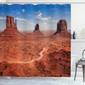 Ambesonne Western Shower Curtain, American Desert Arizona Canyon Monuments Valley National Park Wild West Theme, Cloth Fabric Bathroom Decor Set with Hooks, 69" W x 75" L, Cinnamon Blue