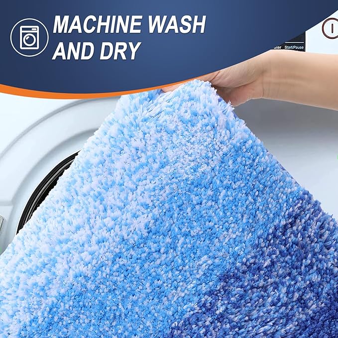 OLANLY Large Bathroom Rugs Mat 54x24, Extra Soft Absorbent Microfiber Bath Rugs, Rubber Backing, Quick Dry, Washable Bath Mats for Bathroom, Tub and Shower, Home Decor Accessories, Light Royal Blue