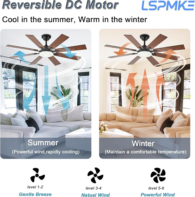 Ceiling Fan With Light & Remote Indoor/Outdoor Use 52 Inch Brown | Reversible DC Motor,3CCT, Dimmable, Timer, Noiseless,Ceiling Fan for Bedroom Living Room