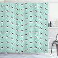 Ambesonne Turquoise Shower Curtain, Penguins Diving in Water Pose Cartoon Animals Repetitive Illustration, Cloth Fabric Bathroom Decor Set with Hooks, 69" W x 70" L, Mint Green and Black