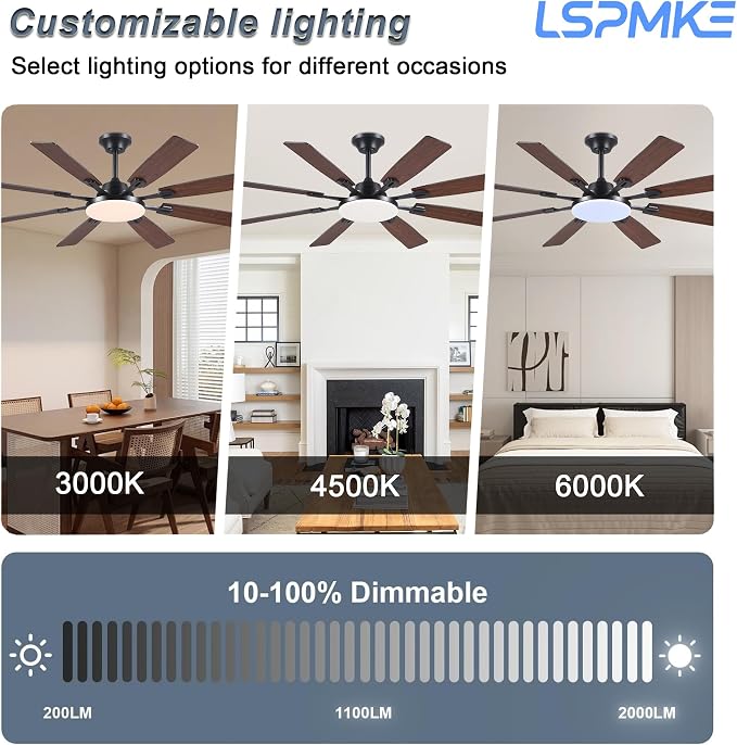 Ceiling Fan With Light & Remote Indoor/Outdoor Use 60 Inch Brown | Reversible DC Motor,3CCT, Dimmable, Timer, Noiseless,Ceiling Fan for Bedroom Living Room