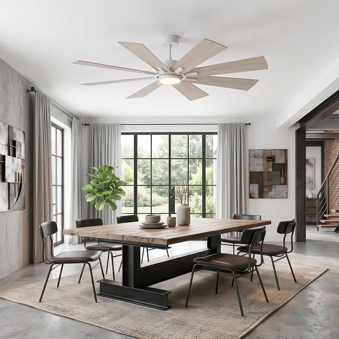 GREENEVER 72 Inch Large Ceiling Fan with Lights, Remote, DC & High CFM | 6 Speed 9371CFM High-Airflow, Quiet DC Motor, Dual-Sided Blades, 3CCT Dimmable Light for Living Room & Commercial Areas