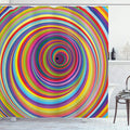 Ambesonne Rainbow Colored Vortex Shower Curtain, Hypnotic Effect Optical Illusion Psychedelic Design Print, Cloth Fabric Bathroom Decor Set With Hooks, 69" W x 70" L