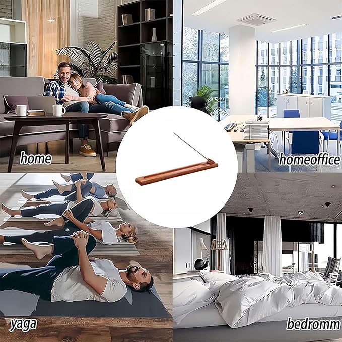 Wood Incense Holder for Sticks with Adjustable Angle & Ash Catcher | 9.8 Inch Inscent Stick Holder Burner | Zen Yoga Room Decor, Durable Natural Teak Incense Holders for Stick Incense
