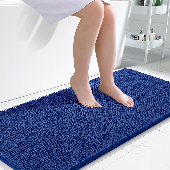 OLANLY Large Bathroom Rugs 50x30, Extra Soft Absorbent Chenille Bath Rugs, Rubber Backing Quick Dry, Machine Washable Bath Mats for Bathroom Floor, Tub and Shower, Home Decor Accessories, Royal Blue