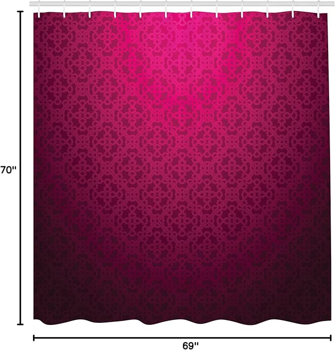 Ambesonne Magenta Shower Curtain, Antique Ornamental Monochrome Royal Drawing with Influence Bohemian Print, Cloth Fabric Bathroom Decor Set with Hooks, 69" W x 70" L, Purple