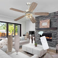 Melkelen Farmhouse Ceiling Fans, 52 Inch Ceiling Fans with Lights and Remote Control, Rustic Barn wood Blades, Industrial Cage Light, Nickel