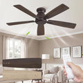 Fanbulous 46 Inch Flush Mount Ceiling Fan No Light with Remote, Oil Bronze | Modern Low Profile Without Light, 6-Speed, Quiet Reversible DC Motor, Indoor/Outdoor Use, for Bedroom, Living Room, Patio