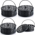 Lallisa 4 Pieces Mosquito Coil Holder Incense Coil Holder Retro Portable Metal Hanging Incense Burner with Handle Round for Home Camping Indoor Outdoor Patio(Black)