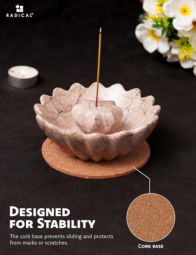 Radicaln Marble Incense Holder for Sticks 5.5" Inches Marinara Handmade Incense Stick Holder for Palo Santo, Ideal Marbles Ashtray & Incense Holder Marble for Bedroom