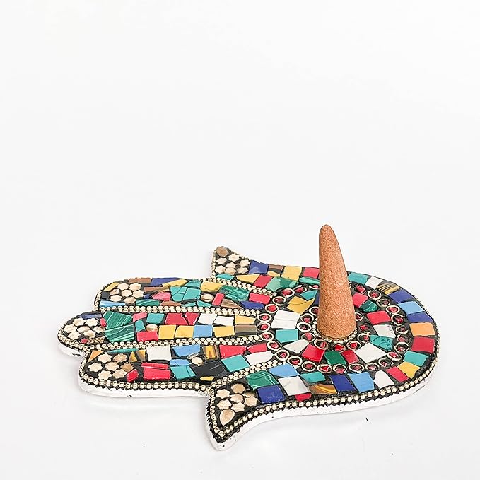 Multicolor - Hamsa Hand Incense Holder - Mosaic Stones