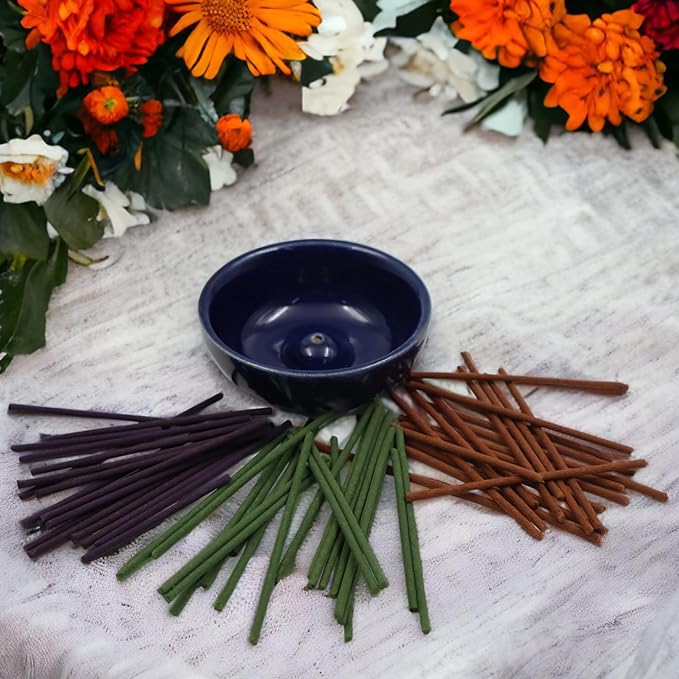 Hosley Incense Gift Set 6-Pack - Includes 60 Incense Sticks & Ceramic Holder - Ideal Bathroom Set for Meditation, Spa, or Relaxing Atmosphere