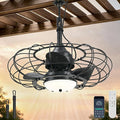 AHAWILL 20" Black Outdoor Ceiling Fan with Light and Remote/APP,3CCT 6 Speed Gazebo Fan Outdoor Hanging Hook,IP65 Waterproof Plug in Ceiling Fan for Patios, Garage, Porch, Pergola,Canopy