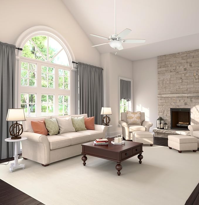 Hunter Builder Deluxe, Indoor, Ceiling Fan, with LED Light, 52 inch, White