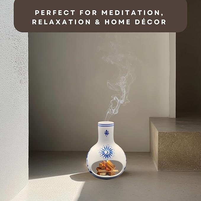 Ceramic Incense Holder – Palo Santo Burner for Sticks, Cones & More – Ash Catcher for Meditation, Altar, and Home Decor (Astralight)