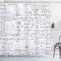 Ambesonne Modern Shower Curtain, Classic Math Geometry Science Themed Numbers Pattern on Plain Background, Cloth Fabric Bathroom Decor Set with Hooks, 69" W x 70" L, Dark Purple and White