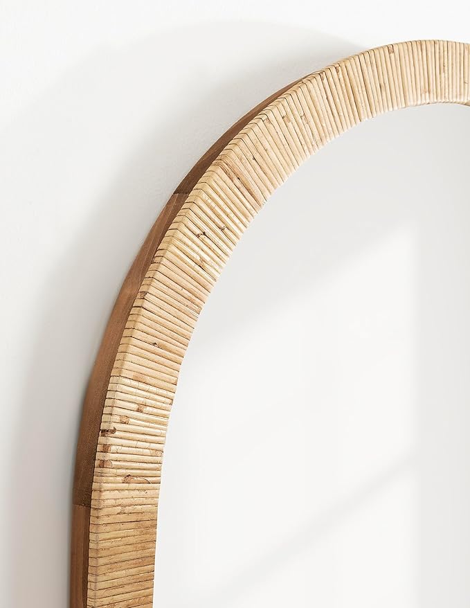 Kate and Laurel Rahfy Boho Arch Rattan Mirror