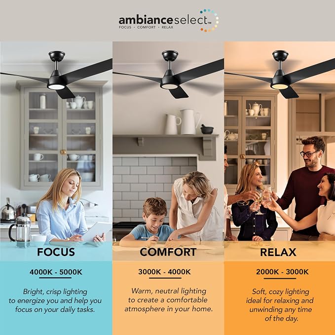 Globe Electric 37000110 52" Smart Ceiling Fan with LED Light, Remote Control, WhisperQuiet DC Motor, 6 Speeds, Matte Black