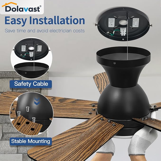 Ceiling Fans with Lights, 36 Inch Low Profile Ceiling Fan with Light and Remote Control, Flush Mount, Reversible, 3CCT, Dimmable LED, Quiet, Black Ceiling Fan for Bedroom, Kitchen, Office