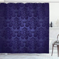 Ambesonne Dark Purple Shower Curtain, Royal Floral Damask Motifs Antique Design Vintage Victorian Print, Cloth Fabric Bathroom Decor Set with Hooks, 69" W x 70" L, Dark Blue
