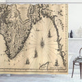 Ambesonne World Map Shower Curtain, Map of Southern Part of The Norway Vikings World Old Scandinavian Land, Cloth Fabric Bathroom Decor Set with Hooks, 69" W x 75" L, Cream Grey